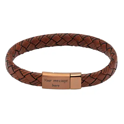 Unique Lido Cognac Leather Bracelet with Brown Steel Magnetic Clasp