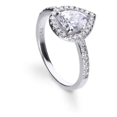 Diamonfire Silver Zirconia Teardrop Pave Ring For Women