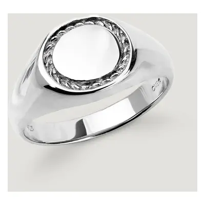 John Greed CANDY Spun Silver Rope Edge Signet Ring For Women