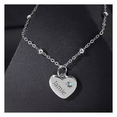 John Greed CANDY Love Silver & Aquamarine Heart Necklace For Women