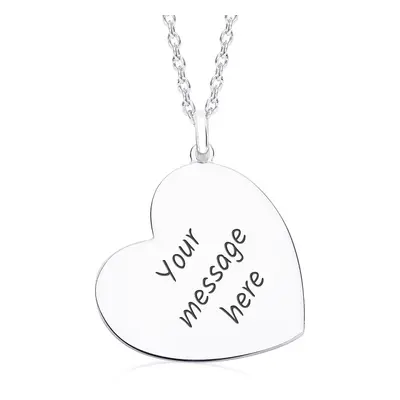 John Greed Signature Large Silver Engravable Tilted Heart Necklace For Women