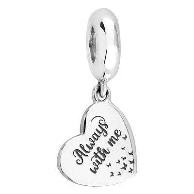 John Greed Signature Silver Always With Me Heart Pendant Charm For Women