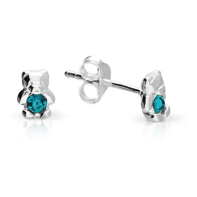 John Greed Signature Children's Silver December Birthstone Crystal Bear Stud Earrings For Women