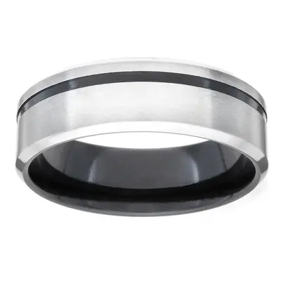 GETi Zirconium Anodised Offset Black Groove 7mm Ring