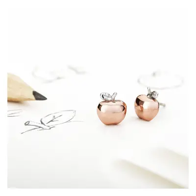 John Greed Tempest Wald Rose Gold Plated Silver Apple Stud Earrings For Women