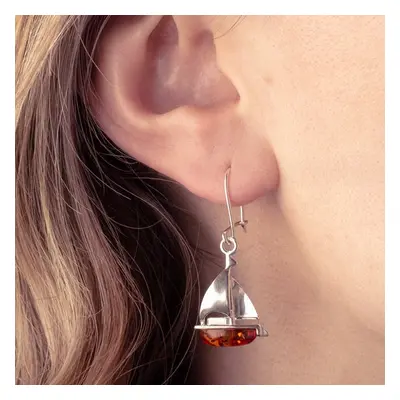 John Greed Signature Silver & Amber Yacht Earrings For Women