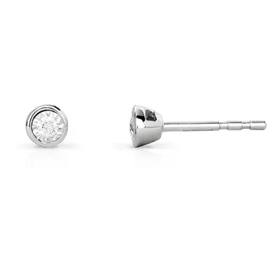 Fine Jewellery by John Greed 9ct White Gold Rubover Illusion Set 0.06ct Diamond Earrings For Wom