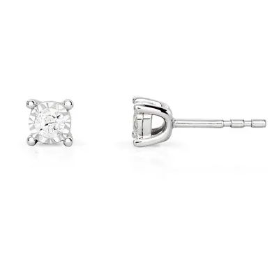 Fine Jewellery by John Greed 9ct White Gold Illusion Set 0.16ct Diamond Earrings For Women