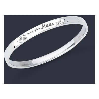 John Greed Portrait Identity Silver Floral Love You Mum 6mm Classic Bangle For Women