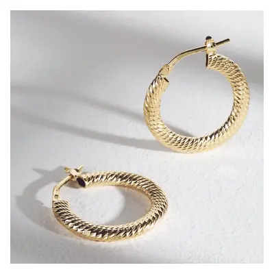 John Greed CANDY Cane Gold Plated Silver Diamond Cut Hoop Earrings For Women