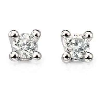 Fine Jewellery by John Greed 9ct White Gold Solitaire 0.15ct Diamond Earrings For Women