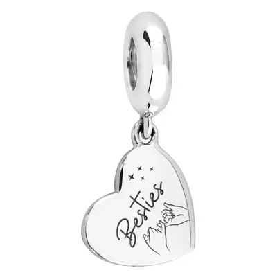 John Greed Signature Silver Besties Heart Pendant Charm For Women