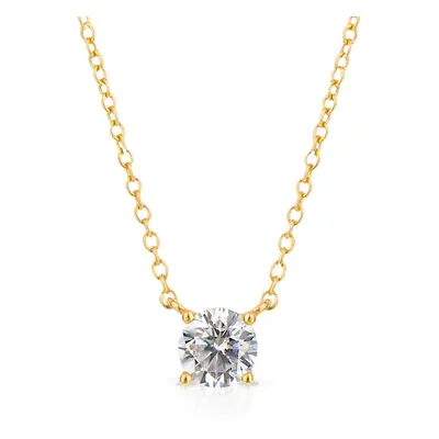 Diamonfire Gold Plated Zirconia Four Claw Solitaire Necklace For Women