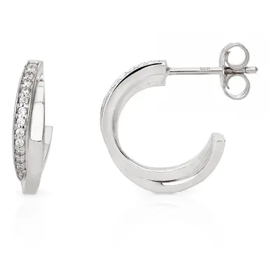 John Greed Signature Silver CZ Entwined Hoop Earrings For Women