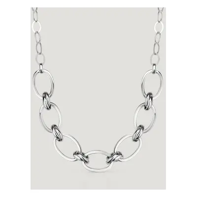 John Greed CANDY Cane Silver Large Oval & Double Link Necklace For Women