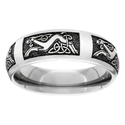 GETi Titanium Celtic Dog Engraved 6mm Ring