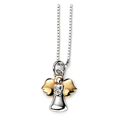 D for Diamond Children's Silver & Gold Plated Diamond Angel Necklace For Women