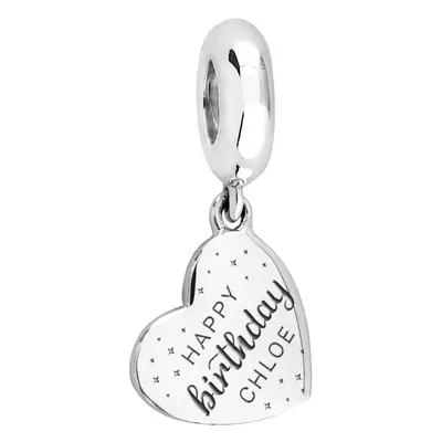 John Greed Signature Silver Personalised Happy Birthday Heart Pendant Charm For Women