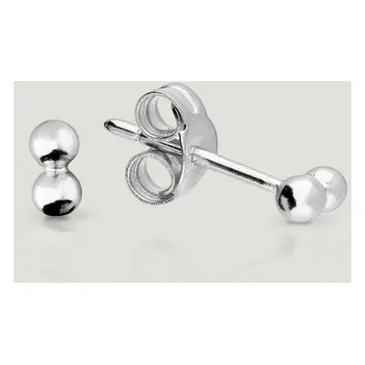 John Greed CANDY Cane Silver Tiny Double Bead Stud Earrings For Women