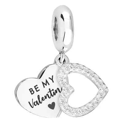 John Greed Signature Silver Be My Valentine CZ Heart Pendant Charm For Women