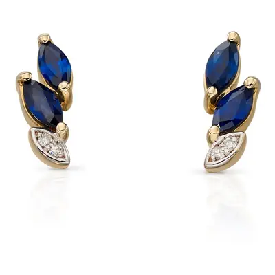 Fine Jewellery by John Greed 9ct Gold Sapphire & Diamond Marquise Stud Earrings For Women