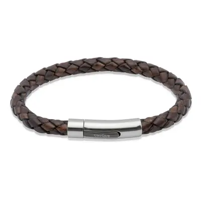 Unique & Co Dark Brown Leather Steel Clasp Bracelet