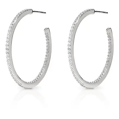 John Greed Signature Silver CZ Front & Back Open Hoop Earrings For Women