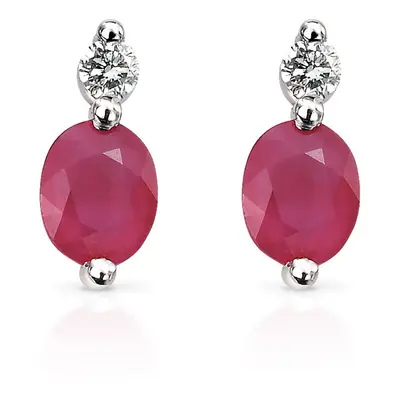 Fine Jewellery by John Greed 9ct White Gold Ruby & Diamond Earrings For Women