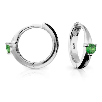 John Greed Signature Silver May Birthstone Huggie Hoop Earrings For Women