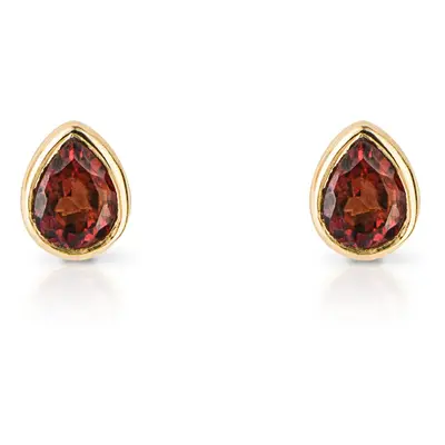 John Greed Signature Gold Plated January Birthstone Teardrop Stud Earrings For Women