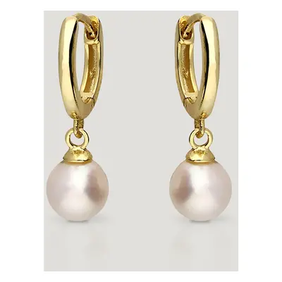 John Greed CANDY Spun Gold Plated Silver Freshwater Pearl Huggie Hoop Earrings For Women