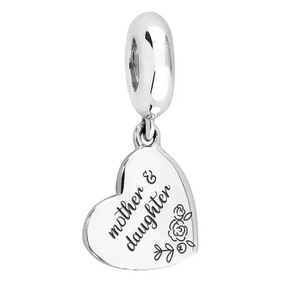 John Greed Signature Silver Mother & Daughter Floral Heart Pendant Charm For Women