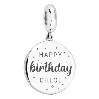 John Greed Signature Silver Personalised Happy Birthday Large Disc Pendant Charm For Women