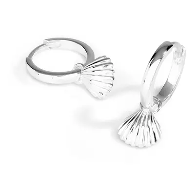 John Greed Tempest Cove Silver Clam Shell Huggie Hoop Earrings For Women