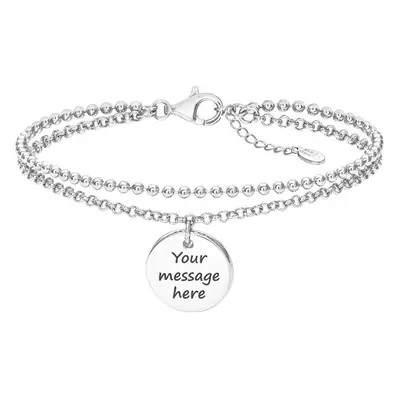 John Greed Signature Silver Double Chain Disc Bracelet For Women