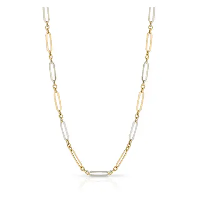 Fine Jewellery by John Greed 9ct Yellow & White Gold Elongated Link Necklace For Women