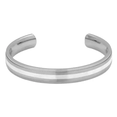 Unique & Co Stainless Steel Bangle with Silver Inlay