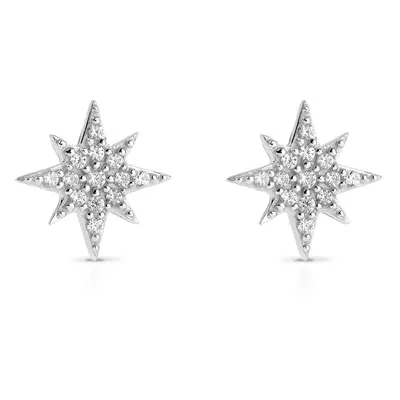 John Greed Signature Silver CZ North Star Stud Earrings For Women