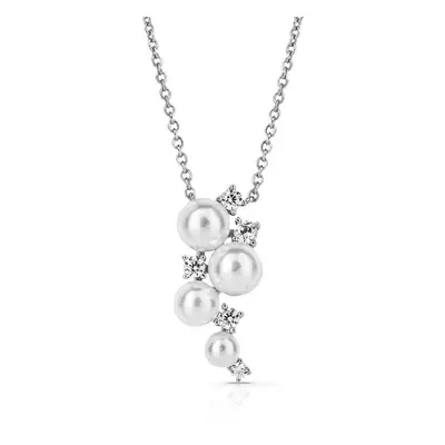 Diamonfire Silver Zirconia & Pearl Bubble Necklace For Women