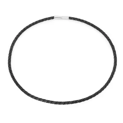 Unique & Co Black Leather Necklace with Stainless Steel Clasp