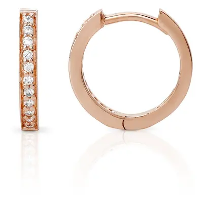 John Greed Signature Rose Gold Plated Silver Channel Set CZ Hoop Earrings For Women