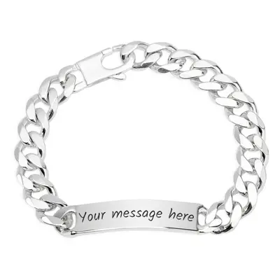 John Greed Signature Silver Heavy Chamfered Curb ID Bracelet