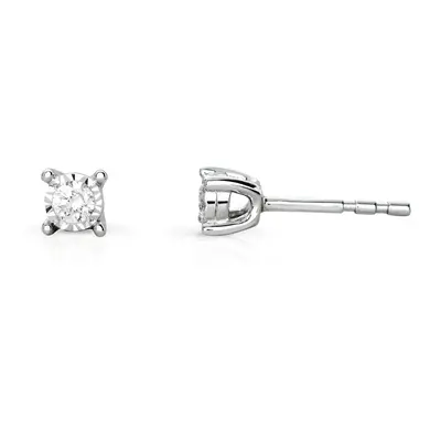 Fine Jewellery by John Greed 9ct White Gold Illusion Set 0.10ct Diamond Earrings For Women