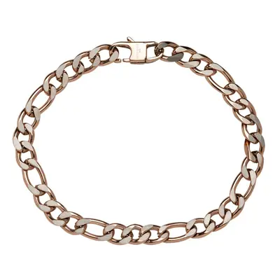 Unique Stainless Steel 7mm Figaro Bracelet with Polished Rose Plating