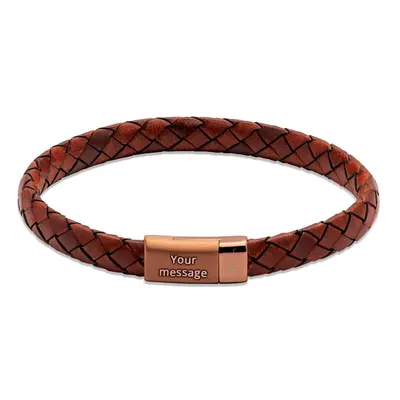 Unique Lido Cognac Leather Bracelet with Brown Magnetic Steel Clasp