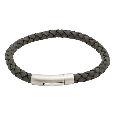 Unique & Co Antique Black Leather Bracelet & Matte Steel Clasp