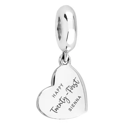 John Greed Signature Silver Happy 21st Name Heart Pendant Charm For Women