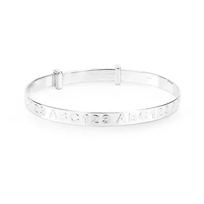 John Greed Signature Children's Silver 'ABC 123' Expanding Bangle