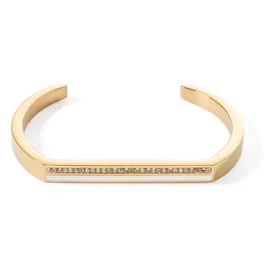 Coeur De Lion Elegance Bangle Cuff Square Stripes Gold White For Women