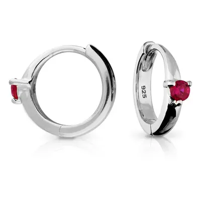 John Greed Signature Silver July Birthstone Huggie Hoop Earrings For Women